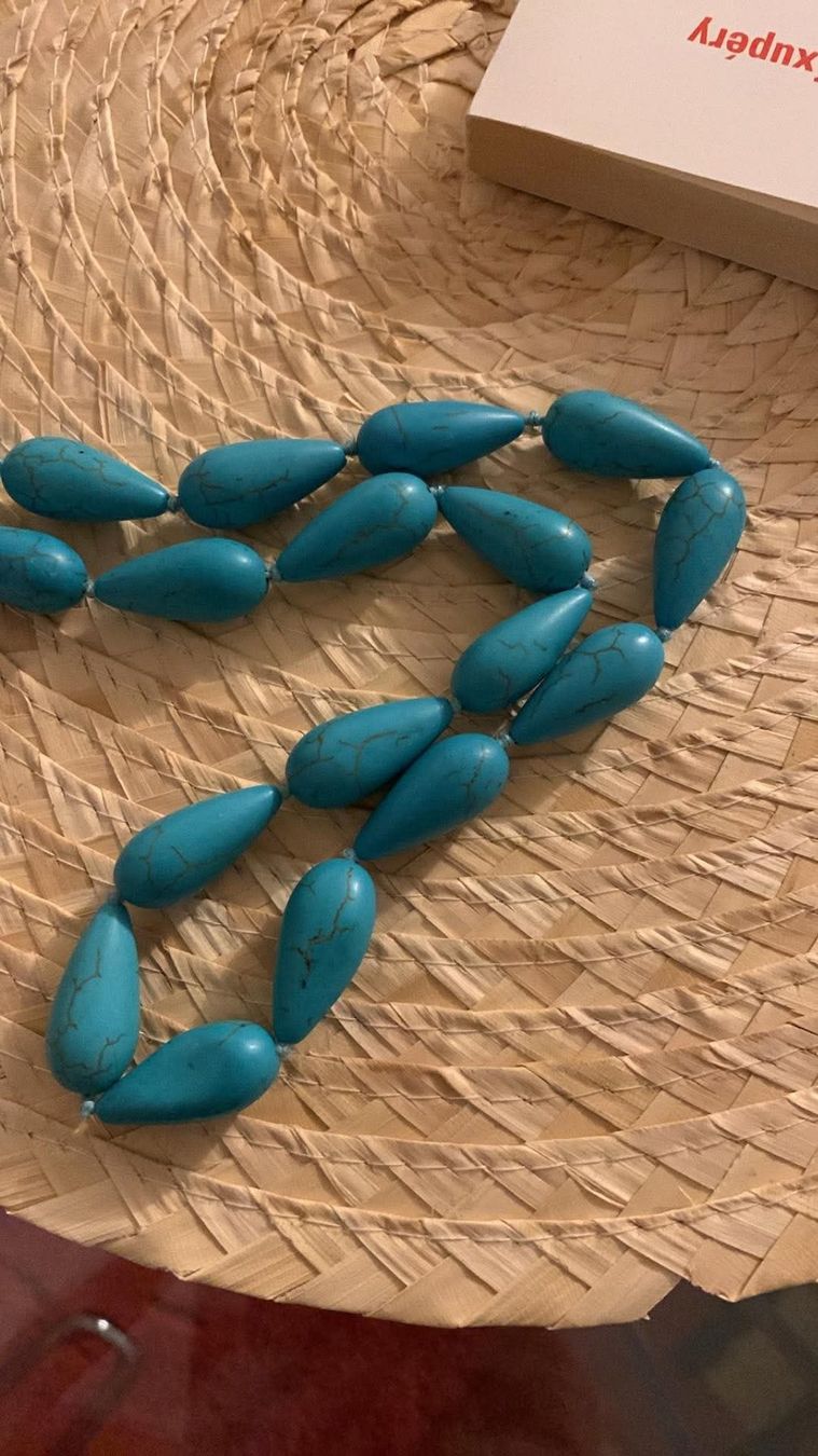 Catenine: Türkiskette turquoise kette Lang Tropfenform – Usato da Bern venduto da waves0