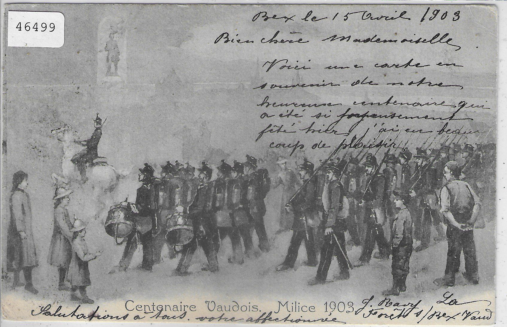 Ansichtskarten: Centanaire Vaudois - Milice 1903 – Gebraucht aus Ettingen von Kartenplanet