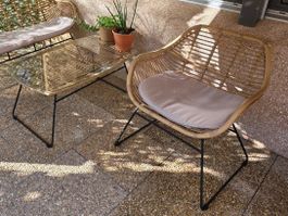 Gartenlounge, Ratan Optik, Stuhl und Tisch