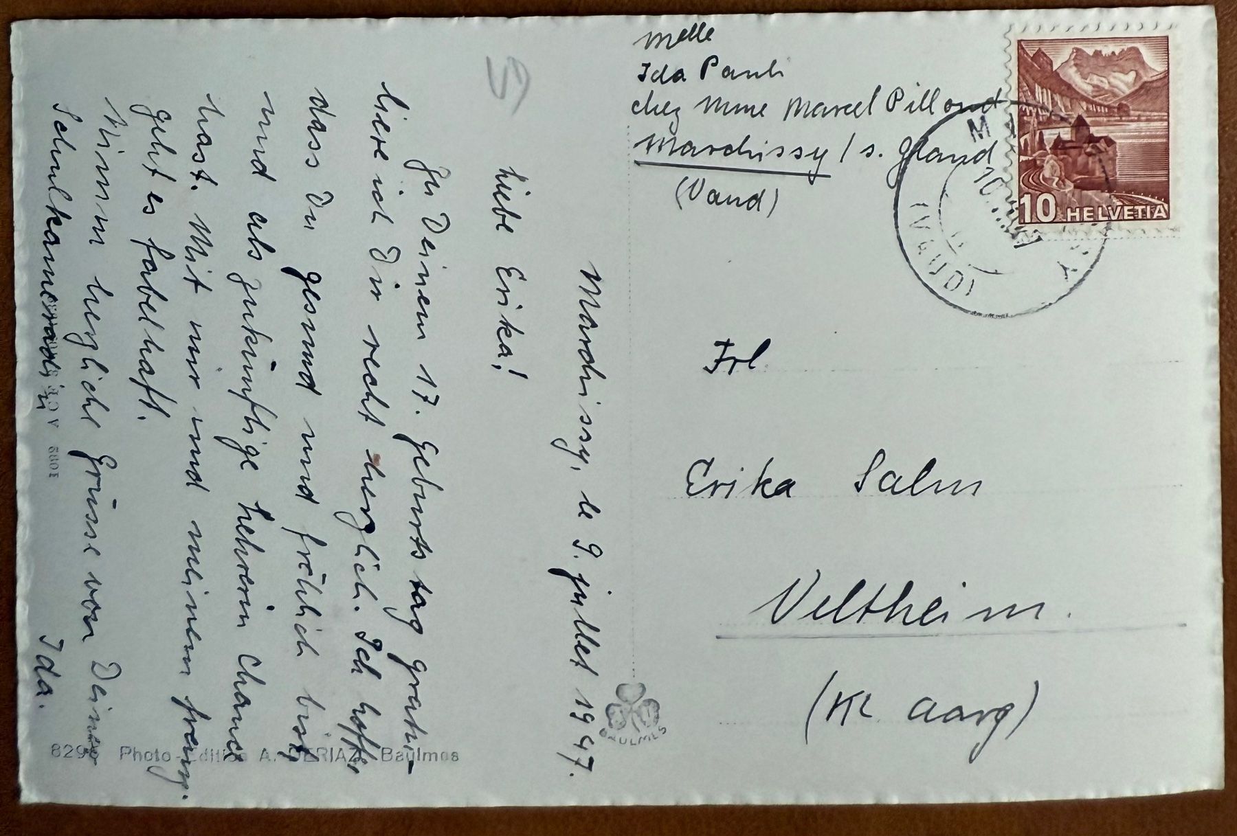 Cartoline postali: Marchissy - Belle vue de 1947 – Usato da Lutry venduto da Ediego 1
