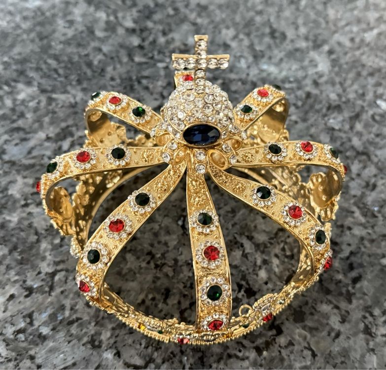 EXIPSAT Goldene Krone Mit Roten Strasssteinen - Prinzessinnen Diadem Für Hochzeiten & Partys