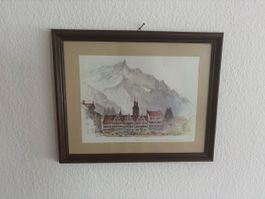 3 Bilder Glarus, Delemont und Olten in Holzrahmen