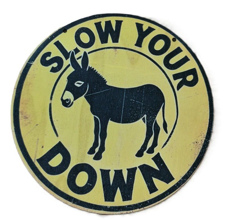 Schilder: SLOW DOWN - Holzschild  (neu/OVP) – Neu und originalverpackt aus Wilen b. Wollerau von morethanmusic
