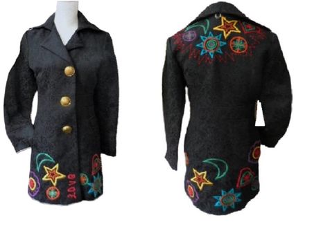 S/M längere Jacke bzw. Kurzmantel bunt bestickt