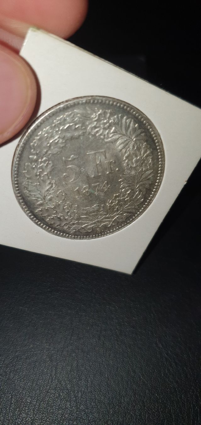 Tutti le monete: 5 Fr. 1874 Helvetia sitzend ss-vorz – Usato da Baden venduto da chris94 4