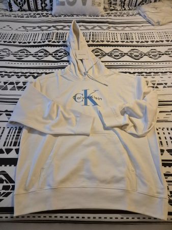 Sweat à capuche Calvin Klein blanc neuf taille L