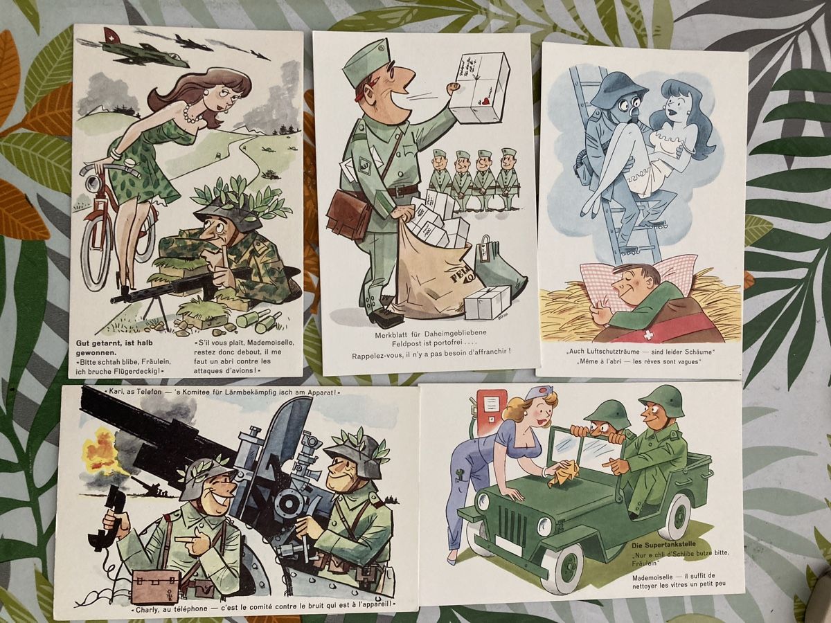 Ansichtskarten: 43)5 Militär-Humorkarten! – Gebraucht aus Ascona von ruru4150