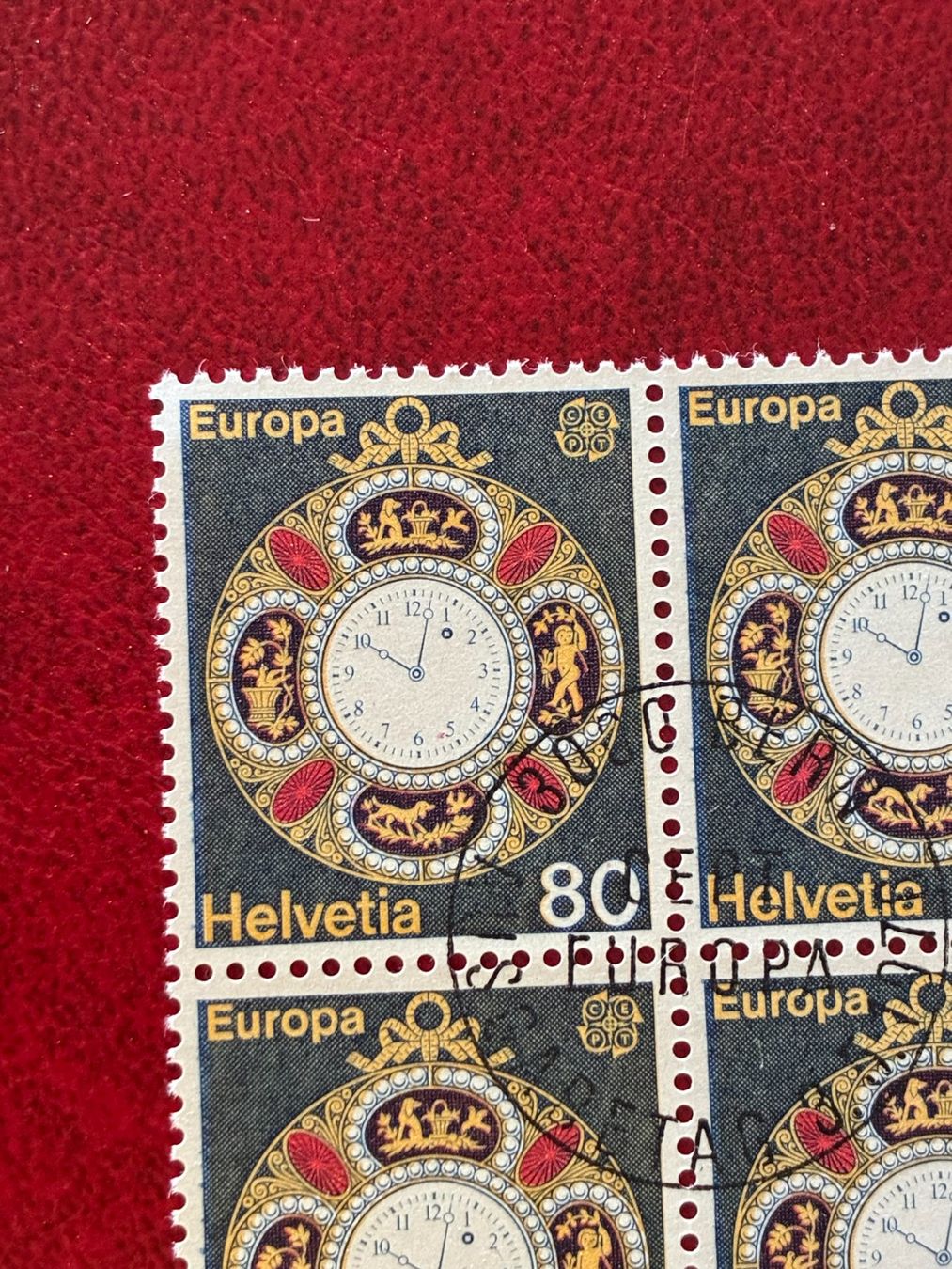 Tutti i francobolli: EROPA.1976. Bloc de 4. Variété Nr.577.pf. ET** – Usato da Lausanne venduto da Choc-di.63 1