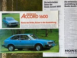 HONDA ACCORD 1600 Coupé Prospekt auf deutsch von 1977