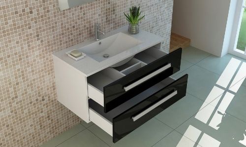 Mobili per bagno: Badset LOCARNO schwarz Badmöbel – Nuovo e nell'imballaggio originale da Herbertingen venduto da jet-line-e-trade 1