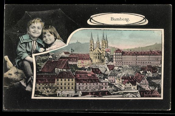 Cartoline postali: Grusskarten-AK Bamberg, Ortspartie mit D – Usato da Berlin venduto da bartko-reher