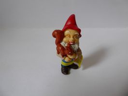 Gartenzwerg mit Eichhörnchen, 7cm, neu
