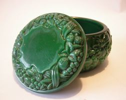 MALACHIT GLAS DECKELDOSE « INGRID » GLASMANUFAKTUR SCHLEVOGT