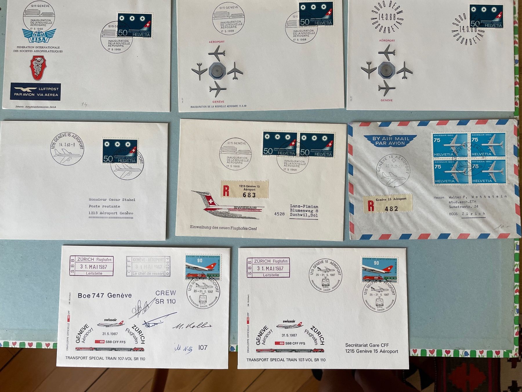 Alle Briefmarken: 19 FDCs Genf Flughafen/Airport – Gebraucht aus Zürich von stzepp 1