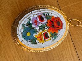 Halskette mit Mosaik Anhänger Blumenmotiv gebraucht