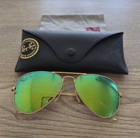 Ray-Ban Aviator Sonnenbrille, gold-grün, mit Etui, wie neu