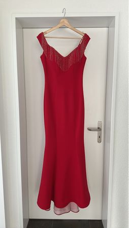 Rotes Abendkleid mit Fransen Grösse M  guter Zustand