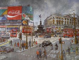 H.MOSS-2 Litografie- LONDRA-Piccadilly Circus e Westminster