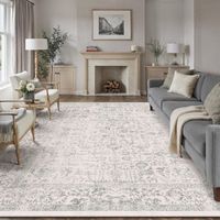 Vintage Teppich 240x300 cm grau waschbar rutschfest