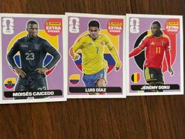 Sticker Panini Extra Jérémy Doku Luis Díaz Moisés caicedo