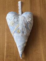grosses Stoffherz mit Spitze 31x19,5cm, Deko, Landhausstil