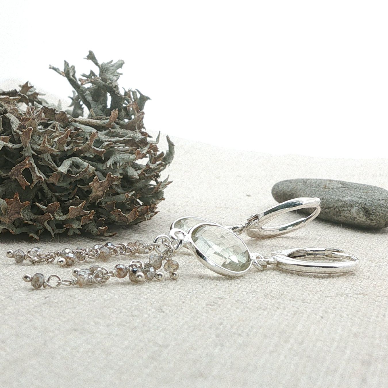 Olga Ribler Orecchini pendenti & Orecchini a lobo: Creolen  mit Prasiolithe - Sterling Silber 925 – Nuovo (secondo la descrizione) da Luzern venduto da Schmuckoutlet 1
