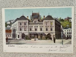 Alte PK / St Gallen - Post und Telegraph Gelaufen 1903