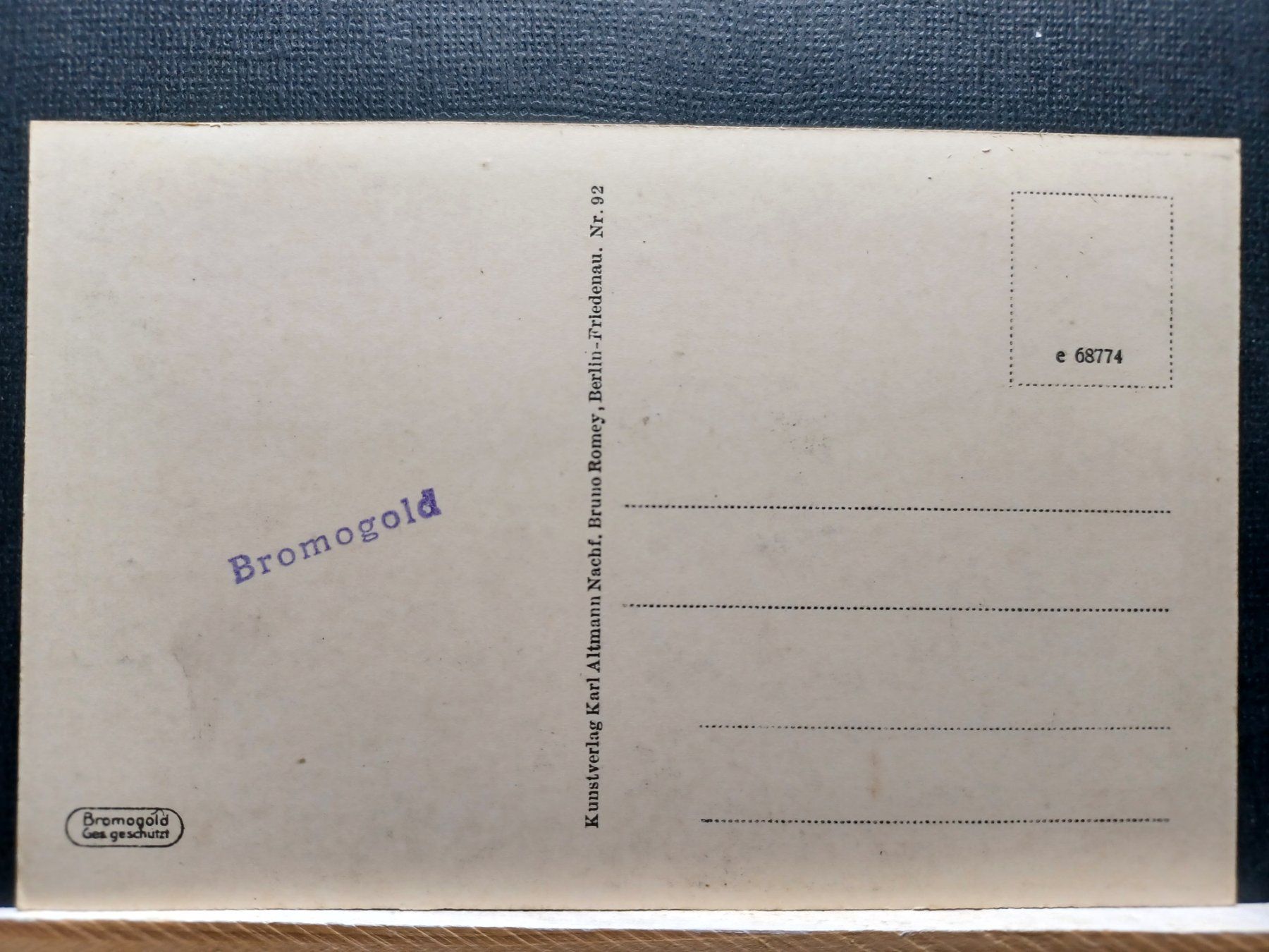 Cartoline postali: Nr.92, Postkarte Berlin-Dahlem, "Bromogold" – Usato da Aarau Rohr venduto da mgvw 5