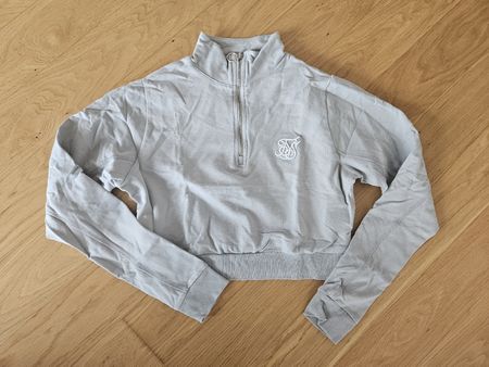 Pullover Siksilk Crop Top, hellgrau,     Grösse S
