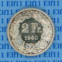 CHF___2.00 1940 stgl * nigelnagelneu! 2 Franken