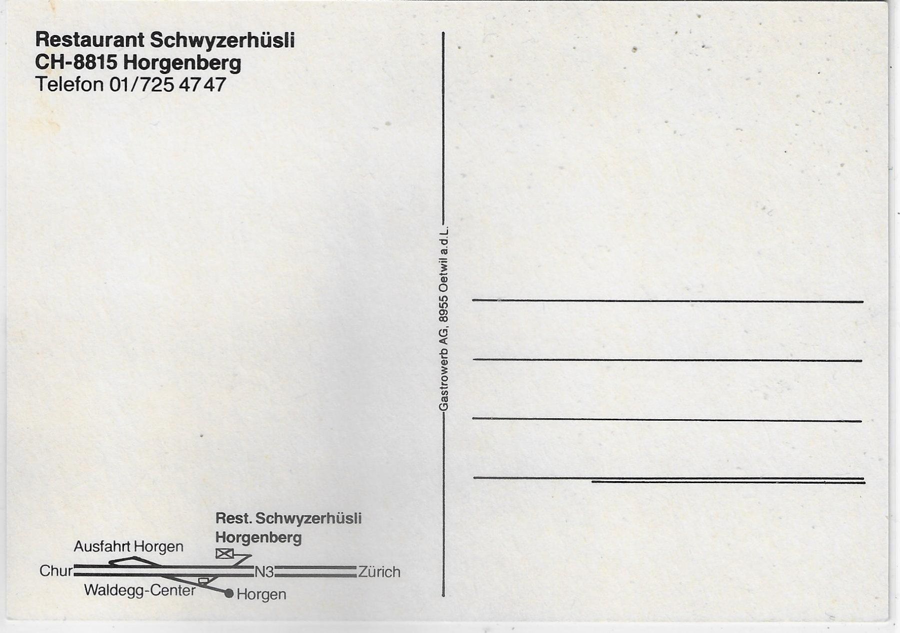 Cartoline postali: Restaurant Schwyzerhüsli Horgenberg – Usato da Ettingen venduto da Kartenplanet 1