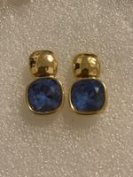 Boucles d’oreilles 1,3 X 2,4plaquées pierres bleues royal