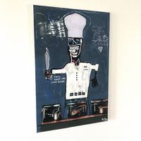 Sushi Chef Neo Expressionismus Pop Art Kunst Acryl Kitchen