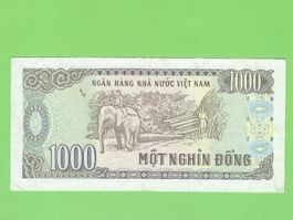 Vietnam 1000 Dong 1988, Elefant, guter Zustand.