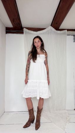 White cotton cottage dress
