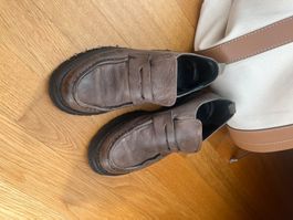 1725.A Leder-Loafers Gr. 38 – Chunky Sohle – Braun