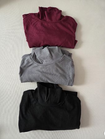 Damen Rollkragenpullover 3er Set Gr. S schwarz/grau/ bordo