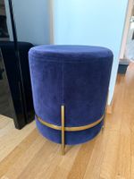 Samt Hocker/Sessel Dunkelblau Gold Design Top Zustand