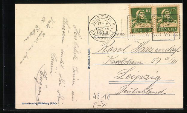 Cartoline postali: AK Luzern, Panorama der Stadt, 1926 – Usato da Berlin venduto da bartko-reher 1