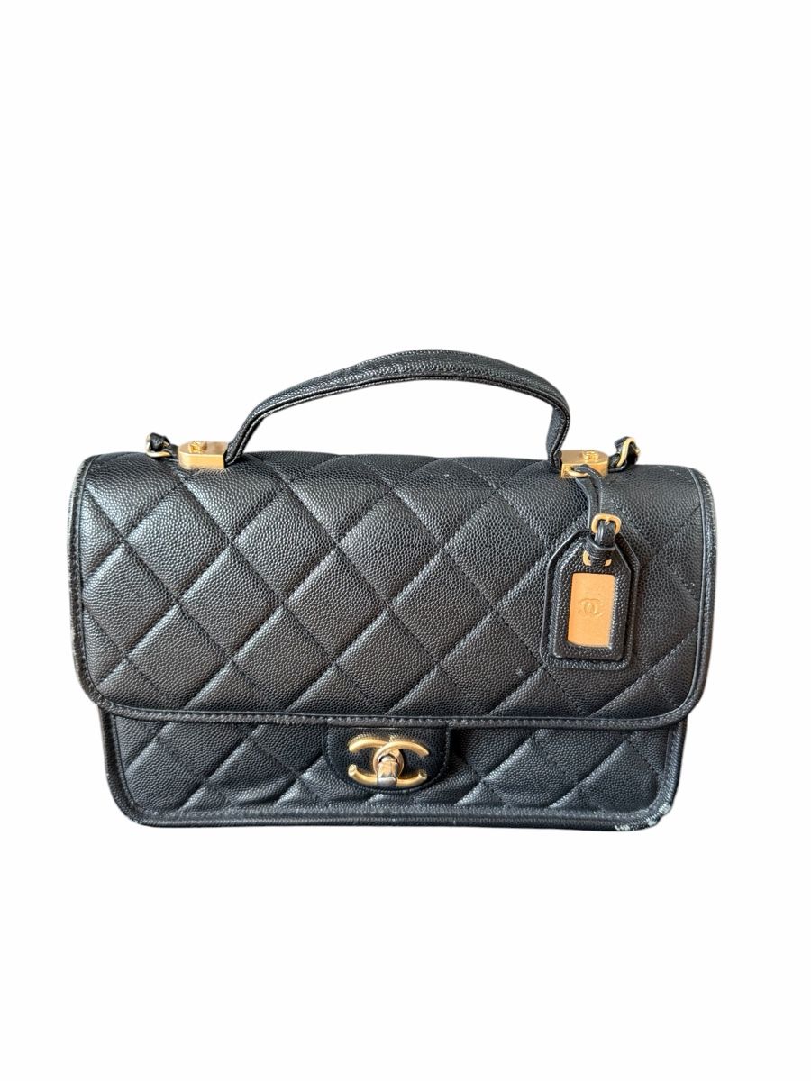 Chanel Borse da donna: Chanel Black Caviar 22K Top Handle Flap – Usato da Rüschlikon venduto da Wurmsibach 1