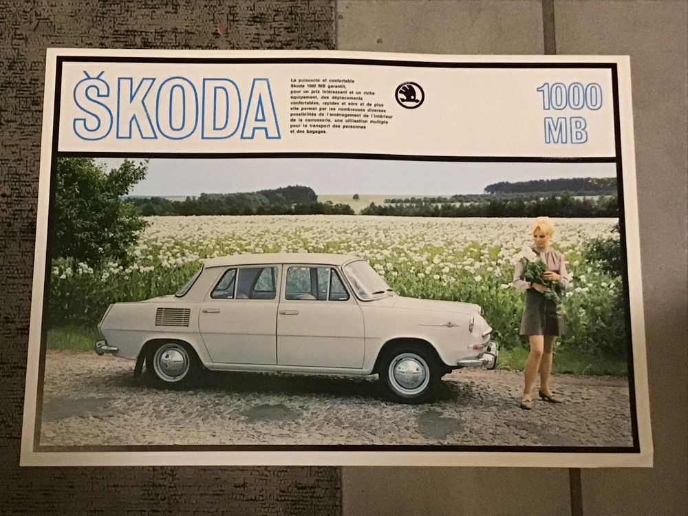 Skoda 1000 MB Prospektblatt in französischer Sprache (Gebraucht) in ...