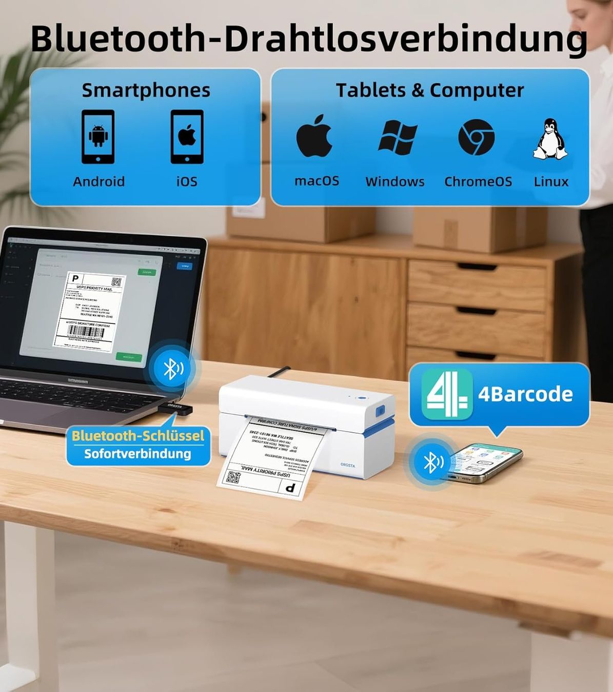 Imprimantes: Plus Etikettendrucker Bluetooth & USB 152mm/s – Neuf avec emballage d'origine à Suhr par SchnapperCH 6
