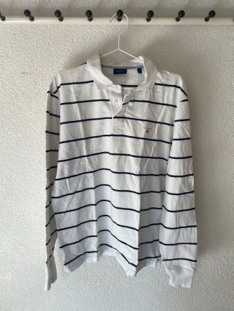 Gant Striped White Polo Long Sleeved L