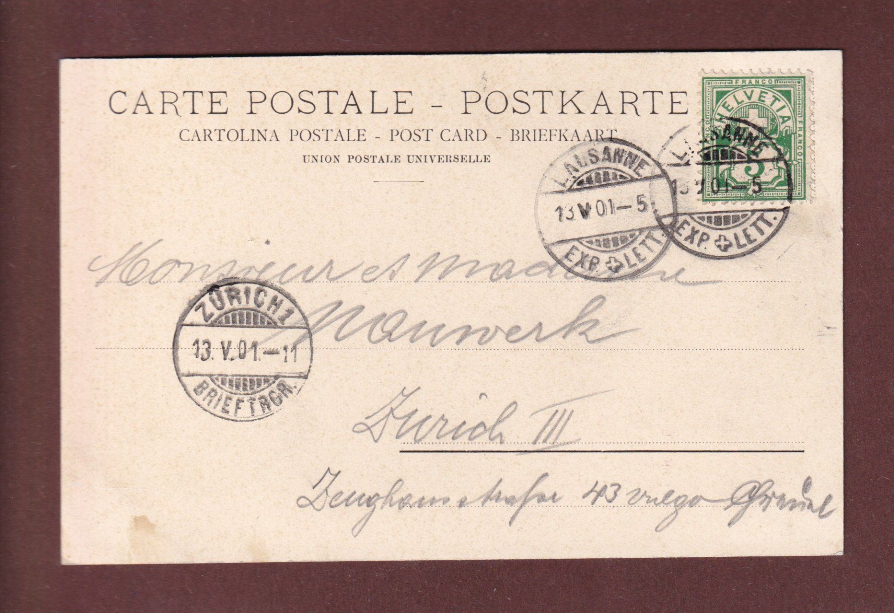 Ansichtskarten: BARQUE DU LEMAN - 1901 CPN – Gebraucht aus Pully von nicecards-shop 1