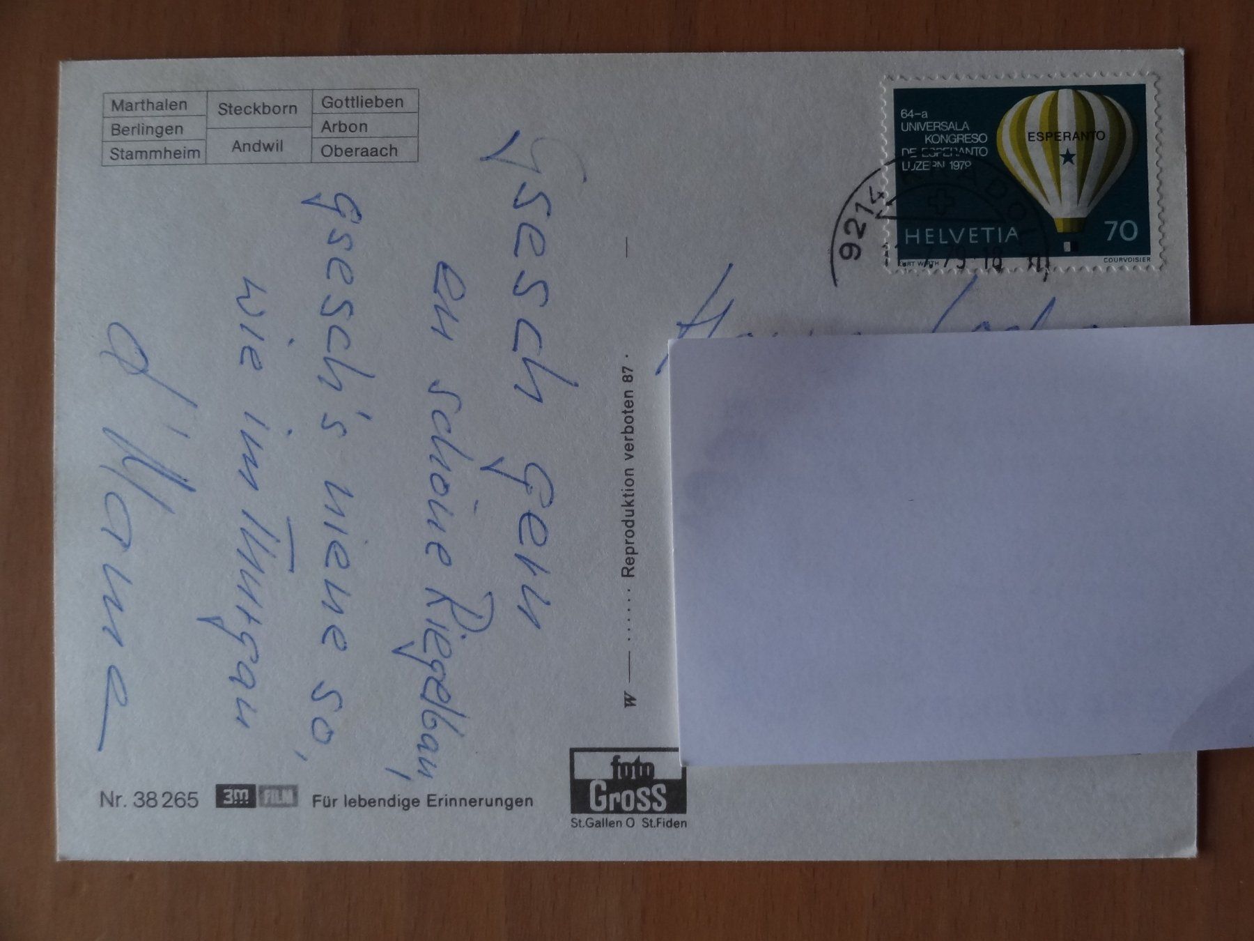 Cartoline postali: Ostschweizer - Kanton TG et ZH - 1979 – Usato da St Léonard venduto da Riglin 1