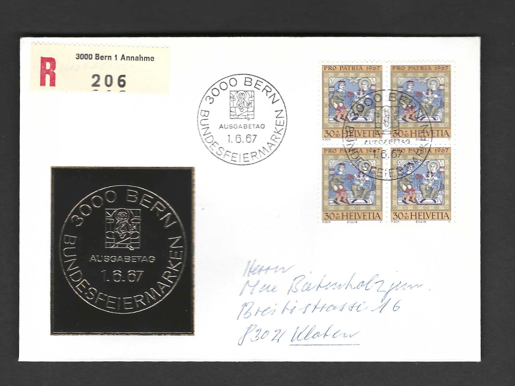 Tutti i francobolli: FDC Einschreiben Pro Patria Viererblock 1967 – Usato da Koblenz venduto da Markenhimmel