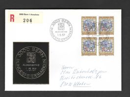 FDC Einschreiben Pro Patria Viererblock 1967