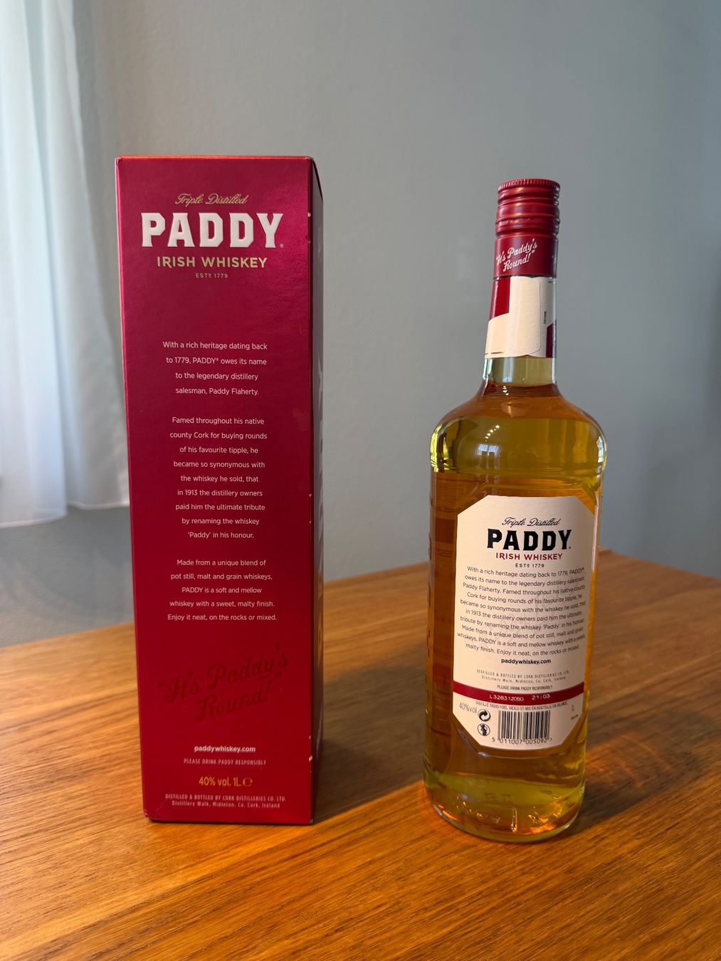 Bevande alcoliche: Paddy Irish Whiskey, 1 Liter, 40 % vol. – Nuovo e nell'imballaggio originale da Steinen venduto da Robe13 1