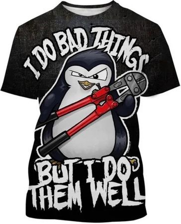 🐧 Psycho-Pingu 3D T-Shirt: Der Meister des Unheils! 3XL🤘💫