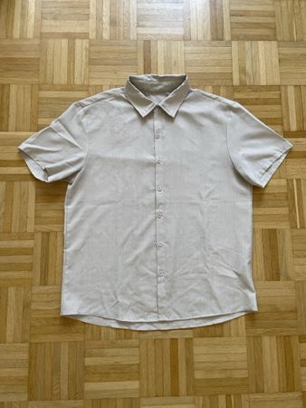 Herren Kurzarmhemd Beige Grösse L 